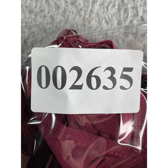 Lush Romper Womens Large Red Velvet Short Long Sleeve Mesh Deep V Fitted - Picture 8 of 8